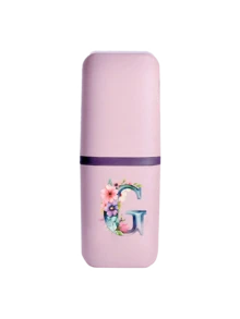 Floral Letter A-Z Portable Toothbrush Holder - Fashionable Travel Toothbrush Holder & Cup Sleeve, Durable Multi-Function Rinse Cup, Hygienic Protection, Suitable For Travel, Camping, Business Trip And School | Includes Toothbrush And Toiletry Storage Set, Minimalist Travel Wash Cup Set | Perfect Holiday Gift For Travelers, Students And Hygiene-Conscious Individuals - Multicolor - View 15