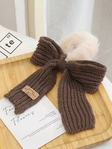 1个秋冬针织蝴蝶结发圈，可爱蓬松发绳发饰，家居美容女士配饰礼品，头饰马尾辫发圈发饰 - 彩色 - 查看 17