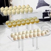 Giá đỡ bánh bằng acrylic, bộ ấm trà tráng miệng cao cấp, kệ trưng bày trong suốt, khay đựng đồ trang điểm. - Trong sáng - Xem 4