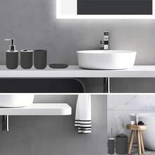 Badezimmer Accessoire Sets - Kunststoff schwarz 6-teiliges Set - Übersicht 6