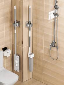 1/3/4/8 piezas Ganchos para trapeador sin taladro, Sujetadores adhesivos fuertes para trapeador, Colgadores de pared para trapeador, Ganchos ahorradores de espacio para baño, Estantes de almacenamiento fijos para escobas, Adecuados para baño, cocina y jardín - Gris - Ver 4