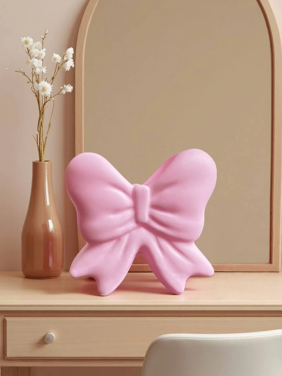 1pc Exclusive Bow-Knot Vase, Cute Pink Bow Decor Flower Pot, Aesthetic Desktop, Vanity, Bedroom, Living Room, Dorm, Kids Room Home Decor, Succulent Planter, Gift For Her - Multicolor - View 1