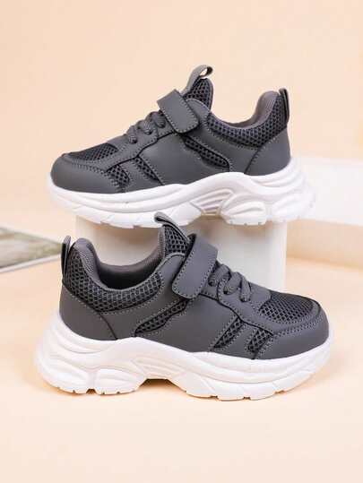 1 Pair Versatile Casual Soft-Sole Lightweight Lace-Up Breathable Mesh Sneakers, Suitable For All Seasons Including Back-To-School