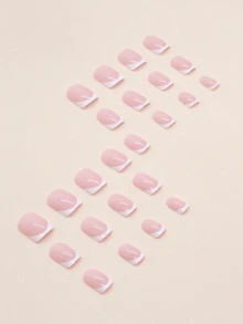 24 móng tay giả vuông ngắn kèm 1 dũa móng và 1 miếng keo dán móng. - Nhiều màu - Xem 2