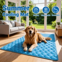 2026升级款大型宠物降温垫，适用于犬猫，可水洗透气，夏季雪纺床垫，可重复使用的小型犬睡垫，室内/室外汽车座椅垫，宠物用品及配件 - 灰色 - 查看 5