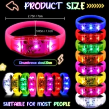 Voice-Activated LED Wristband That Flashes In Sync With Music, Featuring 3 Light Modes, Ideal For Parties, Graduations, Club Events, Birthdays, And Many Other Occasions. - 隨機顏色 - 查看 5