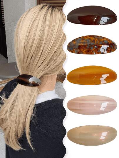5pcs/1pc French Elegant Gold Logo Textured Hair Clip Half-Up Hair Clip Hair Accessory Back Of Head Straight Clip Hair Ornament Spring Clip Top Clip Hair Accessory Suitable For Daily Holiday Wear Elegant Hair Accessory Holiday Gift