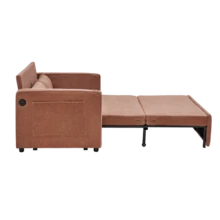 Minimalistisk, elegant och lätt 3-i-1 tvåsits bäddsoffa med glidande konvertibel funktion, USB-laddning, perfekt för tupplurar, beige - Orange - Visa 10