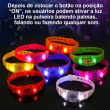 Voice-Activated LED Wristband That Flashes In Sync With Music, Featuring 3 Light Modes, Ideal For Parties, Graduations, Club Events, Birthdays, And Many Other Occasions. - 隨機顏色 - 查看 7