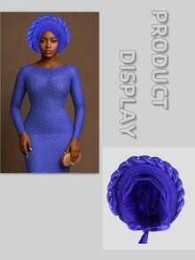 1pc Nigerian Gele Inspired Braided Turban, Satin Pearl Embellished Headwrap, Elegant Headpiece For Party Wedding And Daily Wear,Summer,Beach,Hat - A - View 3