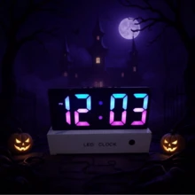 1 chiếc đồng hồ báo thức kỹ thuật số nhiều màu sắc có đèn ngủ, trang trí bàn đầu giường với chữ và màn hình nhiều màu sắc, dùng pin/USB, hiển thị ngày, nhiệt độ, chức năng báo lại, độ sáng có thể điều chỉnh, chế độ làm mờ đèn LED, trang trí phòng ngủ/nhà/ký túc xá/trường học, đồ dùng học tập - Nhiều màu - Xem 12