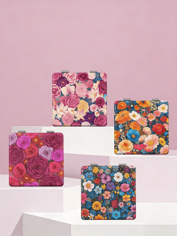 1-Piece Y2K Graffiti Pattern Folding Handheld Makeup Mirror Lightweight, Ultra-Thin, And Portable Design Premium PU Leather Material Shiny Silver Nano-Plated Frame Exquisite Craftsmanship Suitable For Various Occasions Foldable Square Portable Design Ideal For Makeup Application Affordable Price, Room Decor, Vanity Mirror, Travel Mirror, Bedroom Mirror, Makeup Accessory, Mirror, Compact Mirror, Mini Mirror, Pocket Mirror, Budget-Friendly, Stocking Stuffer, Makeup Tool, Affordable Gift, Present,