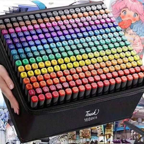 Bộ bút vẽ nghệ thuật 168 màu, bút vẽ hai đầu vát và đầu nhọn, bộ dụng cụ nghệ thuật dành cho sách tô màu người lớn, vẽ tranh, phác thảo và nghệ thuật phối hợp, 12/24/30/36/48/60/80/120/168/204 màu