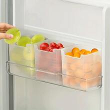 5pcs Transparent Refrigerator Storage Boxes With Easy-Grip Handles, Space-Saving Kitchen Organizers, Modern Food Categorization Containers Suitable For Fridge Doors And Countertops, Food Contact - White - View 6