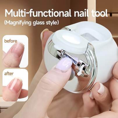 电动指甲钳和抛光器，适用于修剪和抛光手指甲和脚趾甲，具有防夹手和放大镜功能，以及抛光和打磨功能，USB充电，多功能美甲工具，适合家庭和美甲沙龙使用，用于手足护理，理想的指甲护理套装，理想的礼物