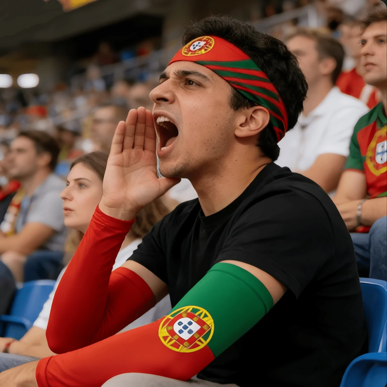 Set de diadema y mangas para el brazo de aficionado al fútbol del equipo nacional, mangas transpirables y protectoras contra el sol, 2 piezas - Multicolor - Ver 1