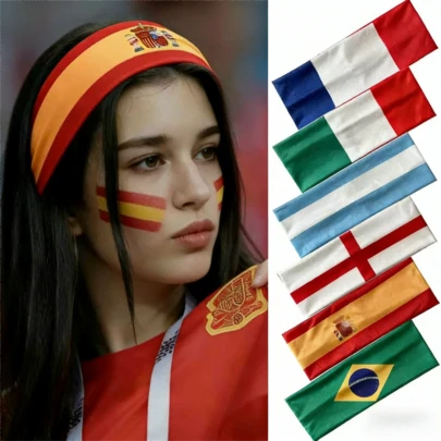 国旗图案运动头带，男女通用弹力宽头带，瑜伽发带，批发花朵头饰夏季发饰女士吸汗带