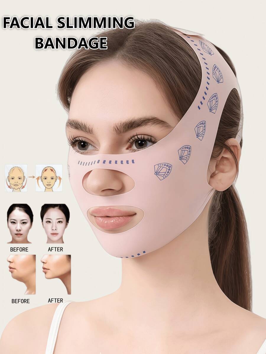 V字脸瘦脸带，提拉紧致塑形，减少双下巴，面部塑形带，按摩功能，男女通用 - 固定下巴，可调节面罩，可重复使用的女士下巴带，透气无缝V字形面罩，适合睡眠、运动和瑜伽，轻盈透气无皱，Y2K哥特风旅行必备，方便携带，圣诞礼物，圣诞装饰，女士礼物