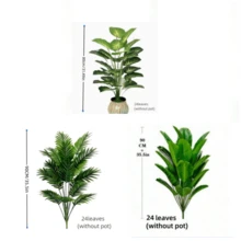 1件/3件 大號人造棕櫚植物，植物排列與天然植物相似，45英吋高人造香蕉樹，24片葉子，逼真塑料寬葉植物裝飾，人造植物 - 軍綠色 - 查看 10