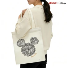 MINISO X Disney Mickey Mouse Love Heart Canvas Tote Bag - Cute Reusable Shopping Bag For Daily Use - 1 cái - Xem 3