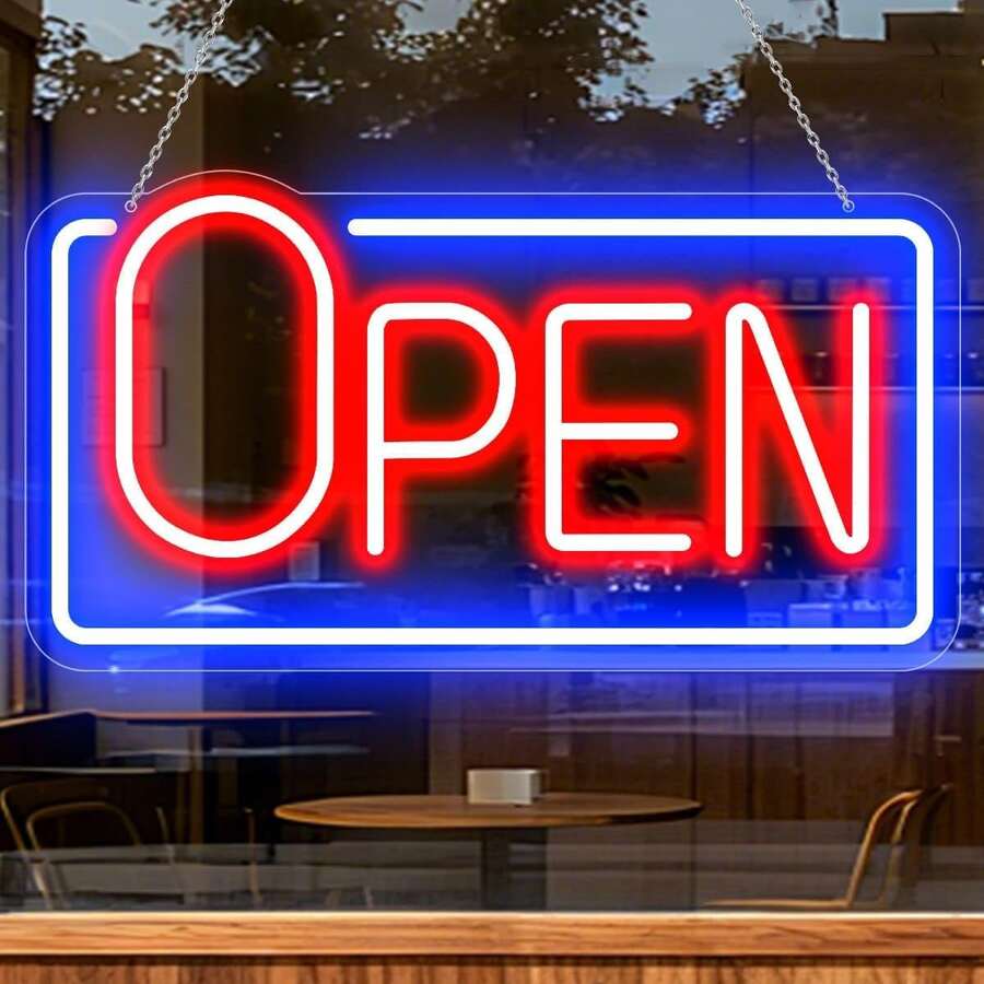 Led Neon Open Sign For Business Window, Light Up Open Sign For Store - Bubbles+Red - View 1