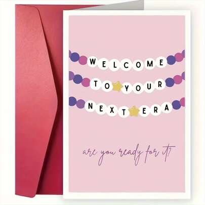 1Pc Pink Taylor Cartoon Graduation Card With Colorful Text - Perfect Birthday Gift For Friends And Family, Unique Small Business Thank You Note, Creative Graduation Keepsake