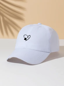 1 buah Topi Baseball Putih dengan 2 Desain Hati, Topi Matahari Luar Ruangan Unisex, Barang Penting untuk Pemakaian Sehari-hari, Musim Panas, Pantai, Liburan, Perjalanan - Putih - View 2