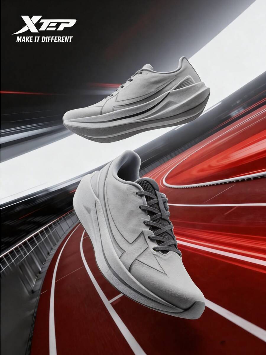 Zapatillas de running ligeras y duraderas de 3ra generación XTEP 2000KM para hombres y mujeres, color gris claro - Gris claro de luna - Ver 1
