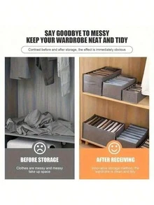 牛仔布隔层收纳盒，多功能衣物、裤子、内衣收纳盒 - 1件 - 查看 4