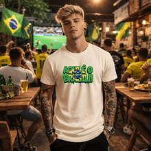 Unisex Printed T-Shirt Brazil World Cup 2026 Here Is Brazil 100% Premium Cotton Streetwear T-Shirt World Cup Oversized Casual Shirt Brazilian Fans Road To The Hexa - 奶油色 - 查看 1