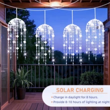 YEYAYU 一套,2/4 件装太阳能户外水母灯,128/256 颗 LED 灯珠,8 种闪烁模式,适用于庭院、遮阳伞、屋檐、花园、树木、帐篷、户外照明、圣诞装饰 - 水母形狀 - 查看 9