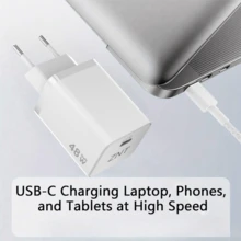 Bộ sạc Type-C 48W, hỗ trợ sạc nhanh, đầu cắm GaN nhỏ gọn, tương thích với iPhone 17/16/15 Plus/Pro Max, dòng Air, Galaxy S25 Ultra/S24, bộ chuyển đổi sạc nhanh nhỏ gọn, công suất đầu ra cao. - Phích cắm loại C của EU (220-240V) - Xem 3