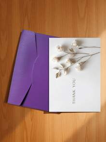 1张精美3D纸艺白玫瑰感谢贺卡，简约米色背景，饰以干枯枝条，“谢谢！”竖版设计，适合向亲朋好友表达感激之情、节日祝福及其他艺术表达（包含1张贺卡和1个信封，尺寸为4.3英寸 x 6.3英寸）。 - 款式B - 查看 24