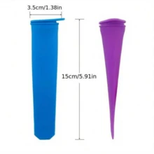 Bộ 3/6 khuôn làm kem que silicon tái sử dụng, kích thước 5.91in*1.38in, có nắp đậy, thích hợp làm kem que, sữa chua que, thạch, dụng cụ và phụ kiện nhà bếp. - Nhiều màu - Xem 6