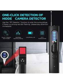 1pc Professional Hidden Camera Detector, Portable Privacy Protection Device, Anti-Eavesdropping GPS Tracking Scanner, With 6-Level Sensitivity Adjustment, 4 Scanning Modes (AIS/AV/Photo/Peephole), 72-Hour Battery Life, Rechargeable Via USB-C, Suitable For Hotel And Vacation Rental Room Safety. High Sensitivity Detector, Stylish Black Design. - Black - View 10
