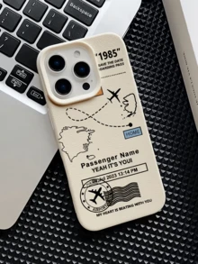 1个白色标签飞机地图简约个性化TPU防震全包手机壳，兼容 17、16、15、14、13、12、11 Pro Max、Air及系列，国际版，非国内版 - 彩色 - 查看 2