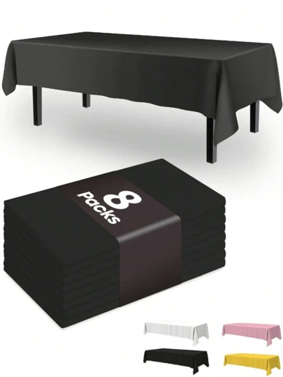 Bộ 8 khăn trải bàn dùng một lần, chất liệu nhựa PE chống thấm nước, khăn trải bàn tráng miệng sinh nhật, màu trơn, thích hợp cho đám cưới ngoài trời, tiệc độc thân, tiệc Giáng sinh, tiệc sinh nhật, cắm trại, Lễ Tạ ơn, Ngày của Mẹ và các dịp khác.