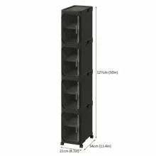 4-Tier Slim Room Storage Cabinet, Narrow Rolling Organizer With Wheels, Adjustable Shelves, Magnetic Doors, Waterproof And Stable Bathroom Storage Organizer, Slim Storage Cabinet For Small Spaces  (Black) - 黑色 - 查看 2