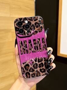 Cheetah,Leopard Print 1pc New Creative Leopard Print "Mama" Pattern Unique Phone Case Suitable Compatible With Apple 17 Pro Max/Air, 11/12/13/14 Plus, XR/7/8 Plus/15 Pro Max, Also Fits Series - Black - View 1