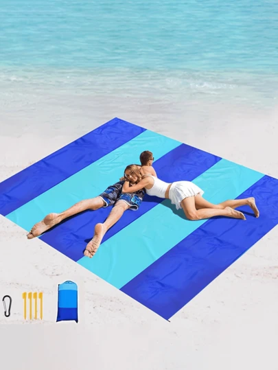 1pc Extra Large Beach Blanket, Lightweight & Sand-Proof, Suitable For Beach, Picnic, Camping & Hiking