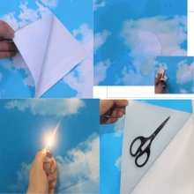 1卷自粘墙纸,天空云朵图案,简约现代风格,防水防油可移除,适用于厨房台面、橱柜、墙面、房间装饰、家居装饰、客厅、浴室、房屋翻新、家具改造、DIY装饰,耐用墙纸材料,易于安装,家居升级 - C-藍色 - 查看 4