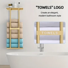 Bathroom Towel Rack, French Wall Mounted Storage Rack, Is A Space Saving Bathroom Accessory That Can Accommodate Up To 6 Large Towels. Equipped With A Storage Rack, Suitable For Hand Towels, Face Towels, And Bathrobes. - Multicolor - View 4