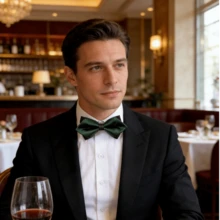 1件男士图案领结，商务正式晚宴领结，英伦风时尚百搭西装花朵翻领别针，高端格子波点黑色底三角形领结，优雅 - 彩色 - 查看 8