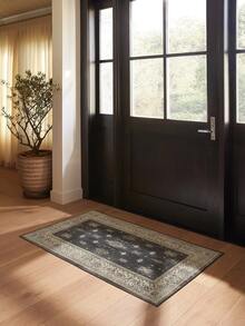 1pc Luxury Moroccan Vintage Floral & Striped Faux Wool Area Rug/Carpet/Door Mat/Runner, Suitable For Bathroom, Kitchen, Entryway, Hallway, Bedside, Living Room, Bedroom, Machine Washable, Home Decor - Multicolor - View 8