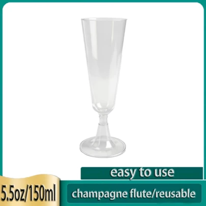 12/25/50/100 كأس شمبانيا أنيقة سعة 150مل/5.5 أونصة للأعراس والحفلات والاستخدام اليومي