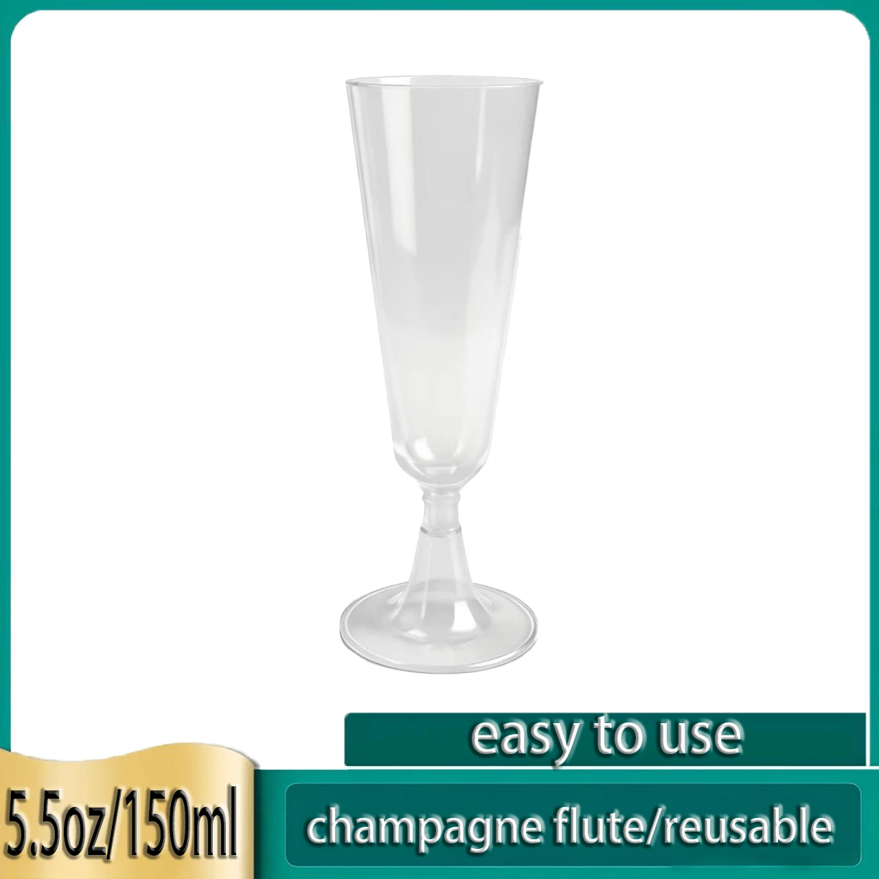 Bộ 12/25/50/100 chiếc ly sâm panh thanh lịch 150ml (5.5oz) thích hợp cho đám cưới, tiệc tùng và sử dụng hàng ngày. - Xem 1