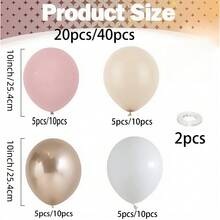 Bộ 20/40 bóng bay màu hồng nhạt (Nude Pink Dust) + 2 dải ruy băng, bóng bay helium màu hồng phấn cổ điển 10 inch, kết hợp với bóng bay cao su màu trắng ngà và vàng sâm panh, thích hợp cho sinh nhật, đám cưới, tiệc cô dâu, trang trí tiệc. - A-1 - Xem 2