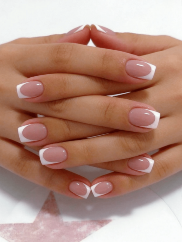 24 piezas de puntas de uñas cuadradas cortas con 1 lima de uñas y 1 hoja de pegamento de gelatina