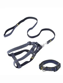 Bộ dây đeo và dây dắt chó bằng vải denim - Có thể điều chỉnh, vừa vặn thoải mái cho chó nhỏ đến lớn - Chất liệu polyester bền, dây dắt, họa tiết gấu bông. - Nhiều màu - Xem 37