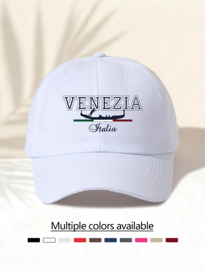 1pc "VENEZIA Talia Italy Venice" Letter Print Baseball Cap, American Retro Pattern Fashion Casual Versatile, High-Quality Decoration For All Seasons, Unisex Essential Fashion Item Suitable For Outdoor Activities